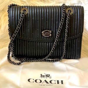 Coach studded blk leather bag